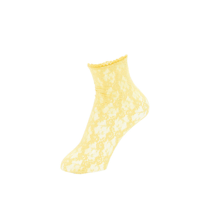 Floral Lace Short Crew Socks - LightYellow