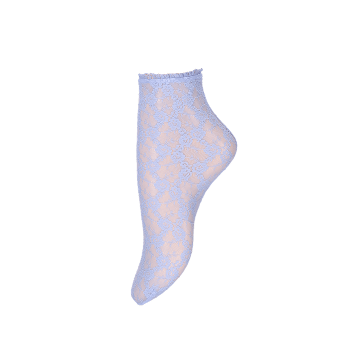 Floral Lace Short Crew Socks - LightBlue