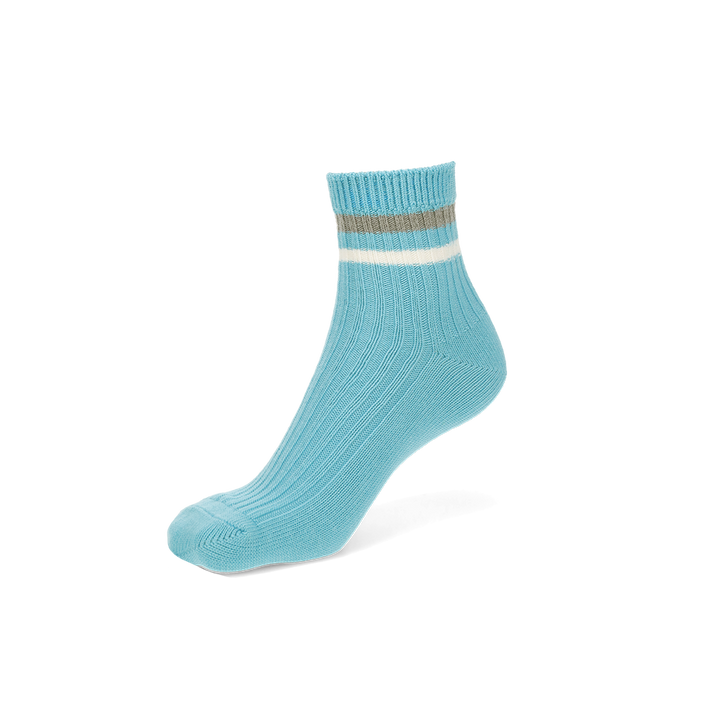 Striped Cotton Short Crew Socks - SkyBlue (WOMEN)