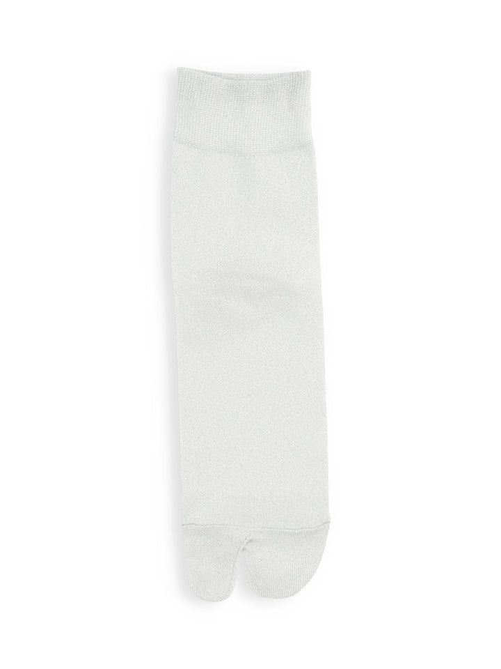 Sparkly Tabi Short Crew Socks - White