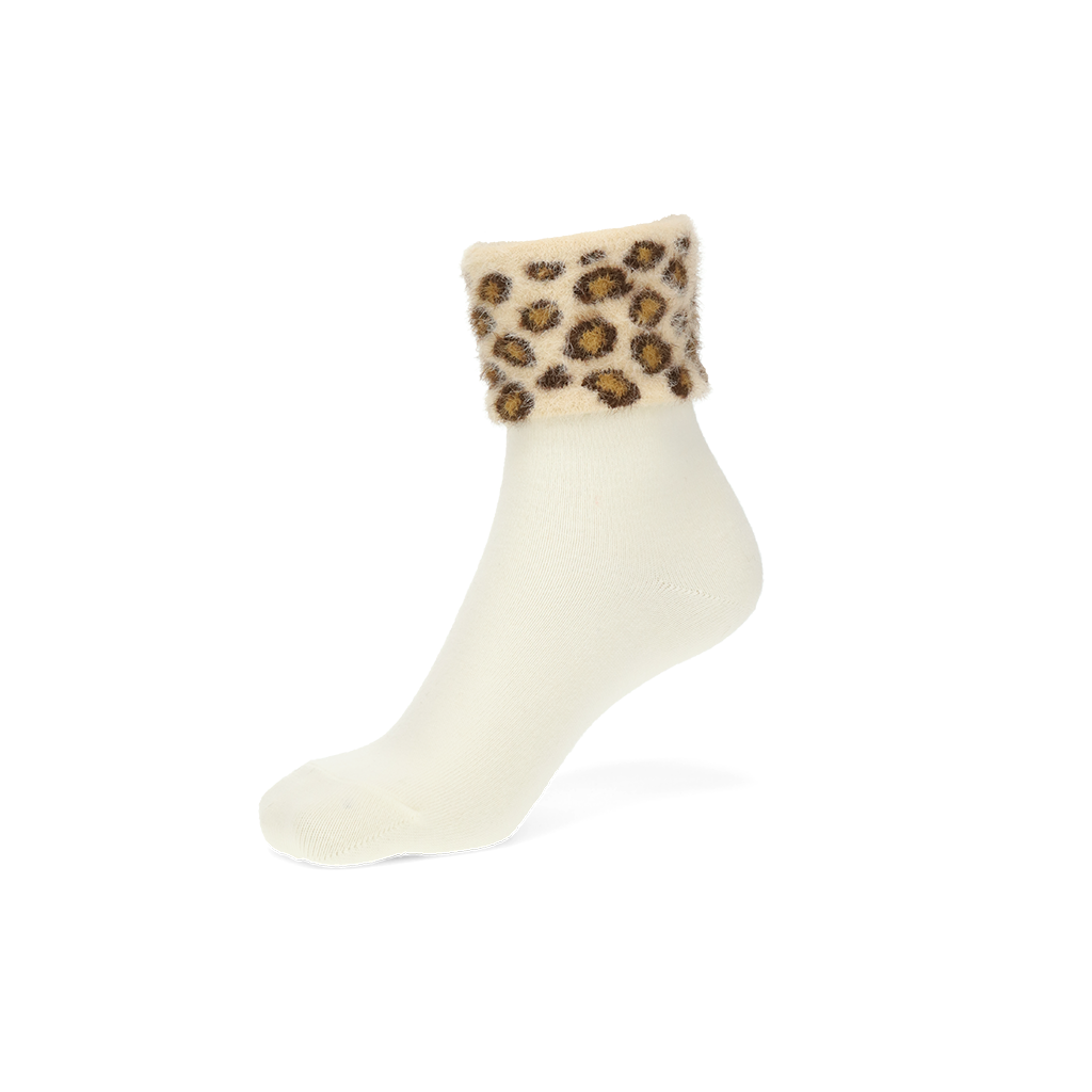 Leopard Dot Short Crew Socks - Ivory (WOMEN)
