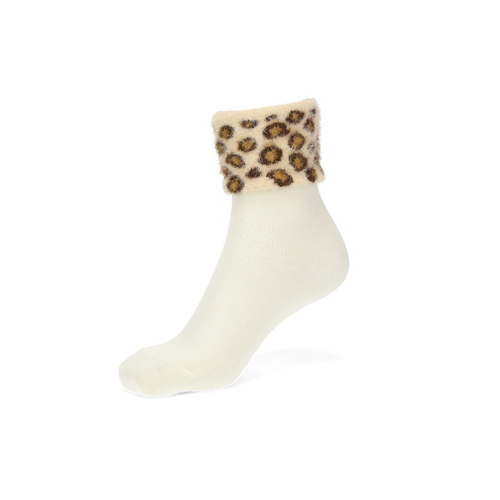 Leopard Dot Short Crew Socks - Ivory (WOMEN)