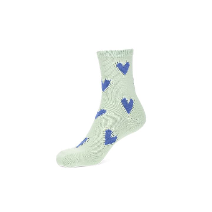 Crochet Heart Cotton Crew Socks - LightGreen (WOMEN)