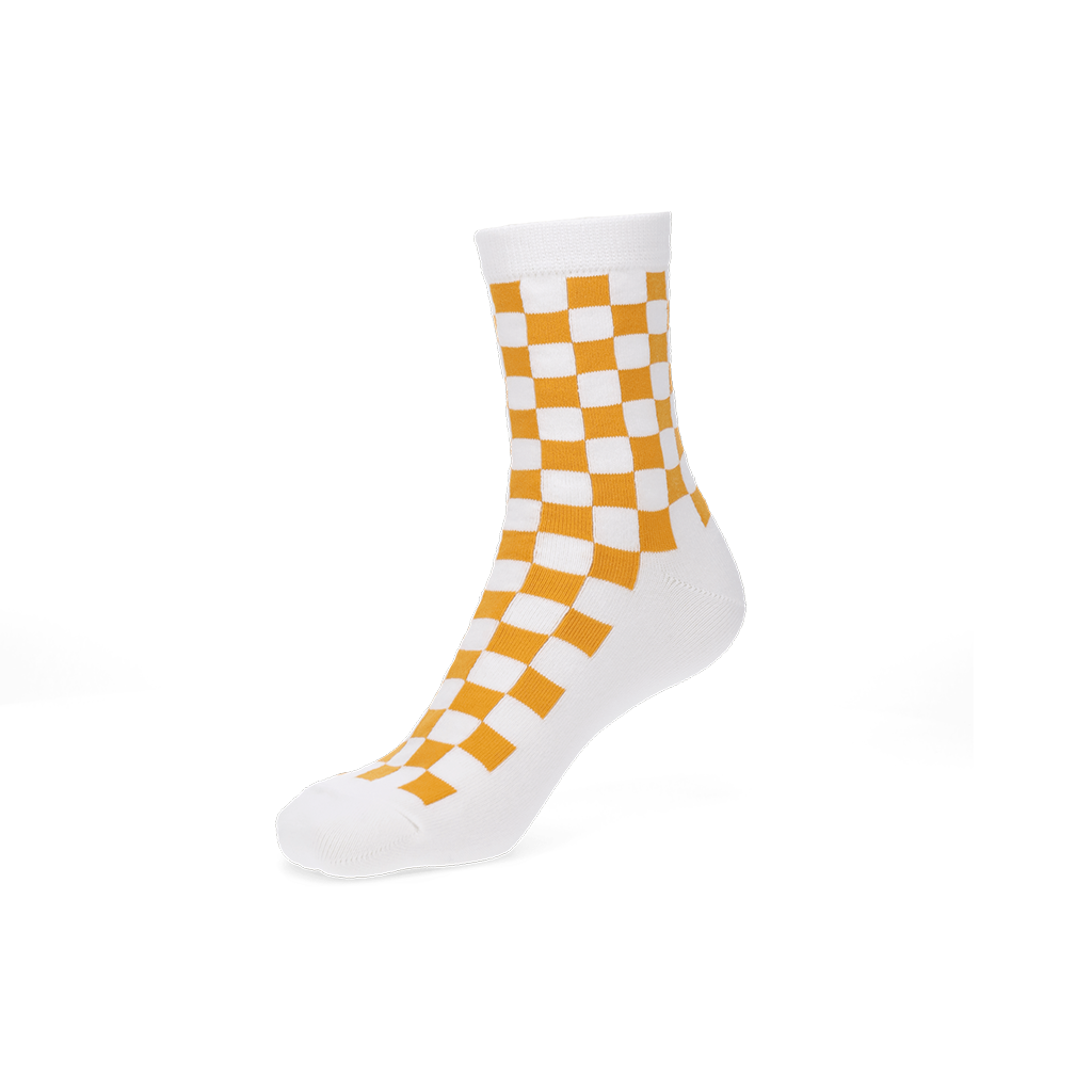 Plaid Cotton Crew Socks - Mustard (WOMEN)