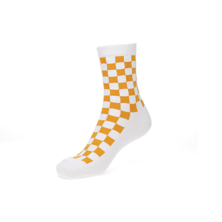 Plaid Cotton Crew Socks - Mustard (WOMEN)