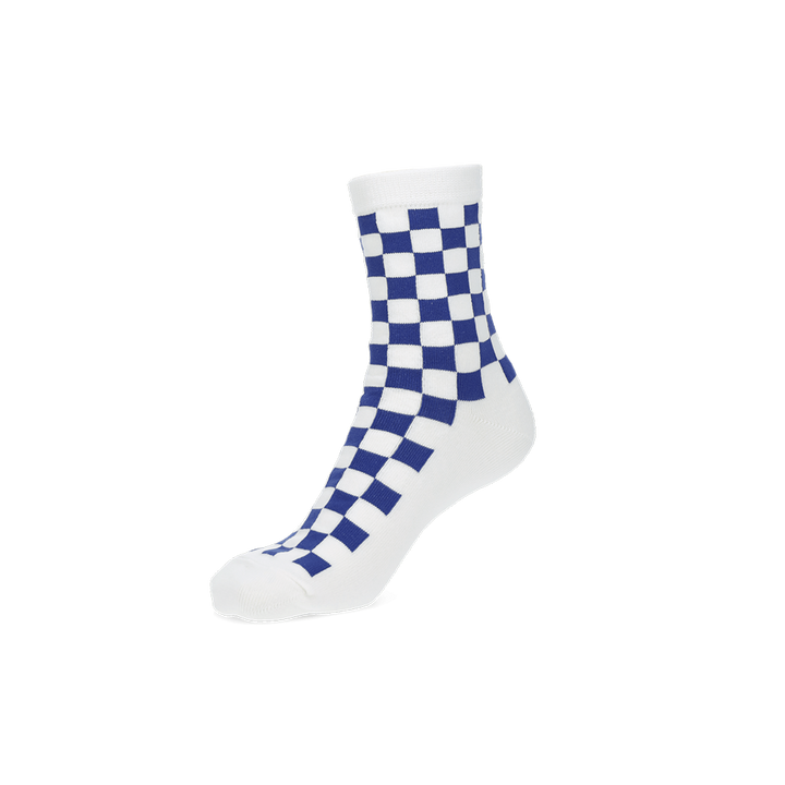 Plaid Cotton Crew Socks - Navy (WOMEN)