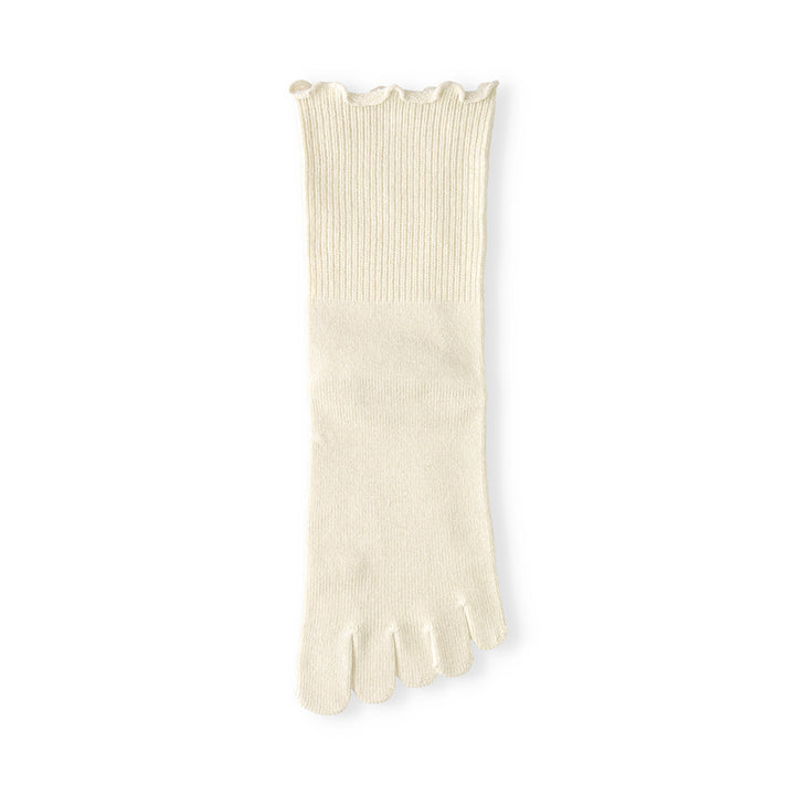 Loose-Fit Cotton Toe Crew Socks - Ivory (WOMEN)