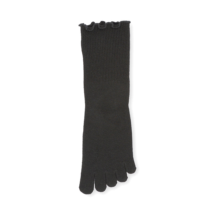 Loose-Fit Cotton Toe Crew Socks - Black (WOMEN)