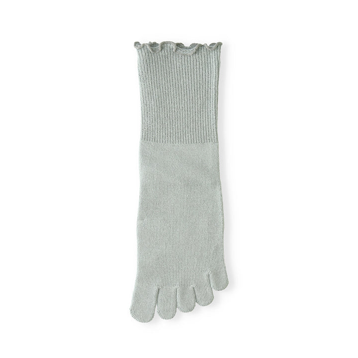 Loose-Fit Cotton Toe Crew Socks - LightGreen (WOMEN)