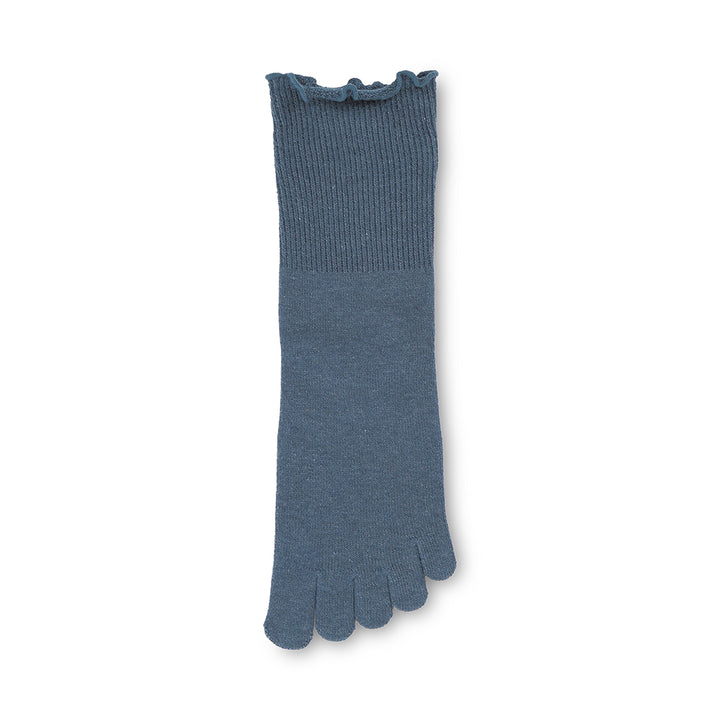 Loose-Fit Cotton Toe Crew Socks - VintageBlue (WOMEN)
