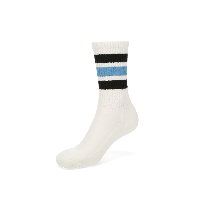 Sandwich-Stripes Cotton Pile Crew Socks - SkyBlue (WOMEN)