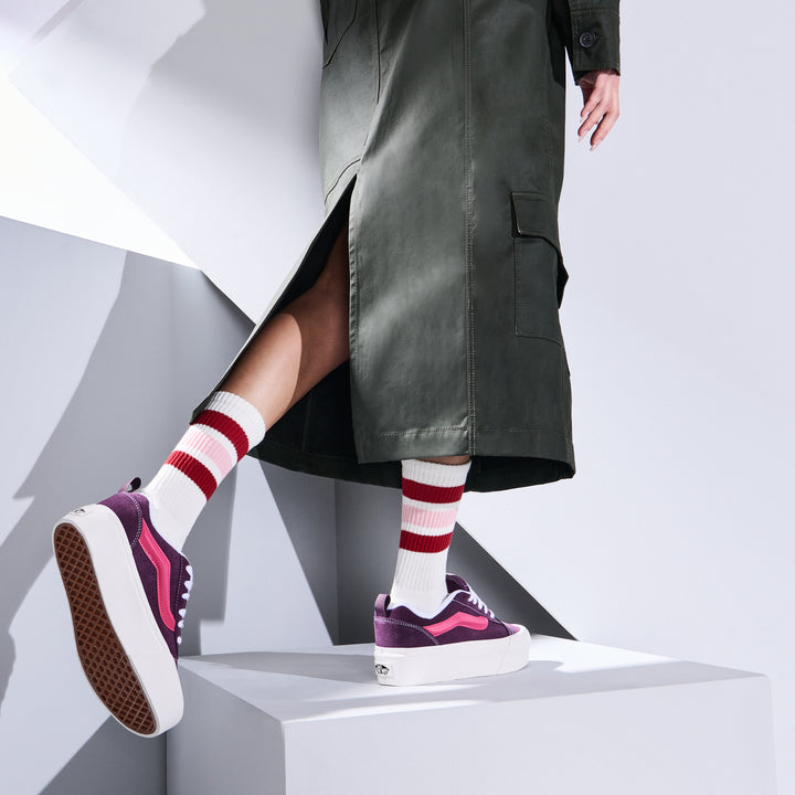 Sandwich-Stripes Cotton Pile Crew Socks (WOMEN)