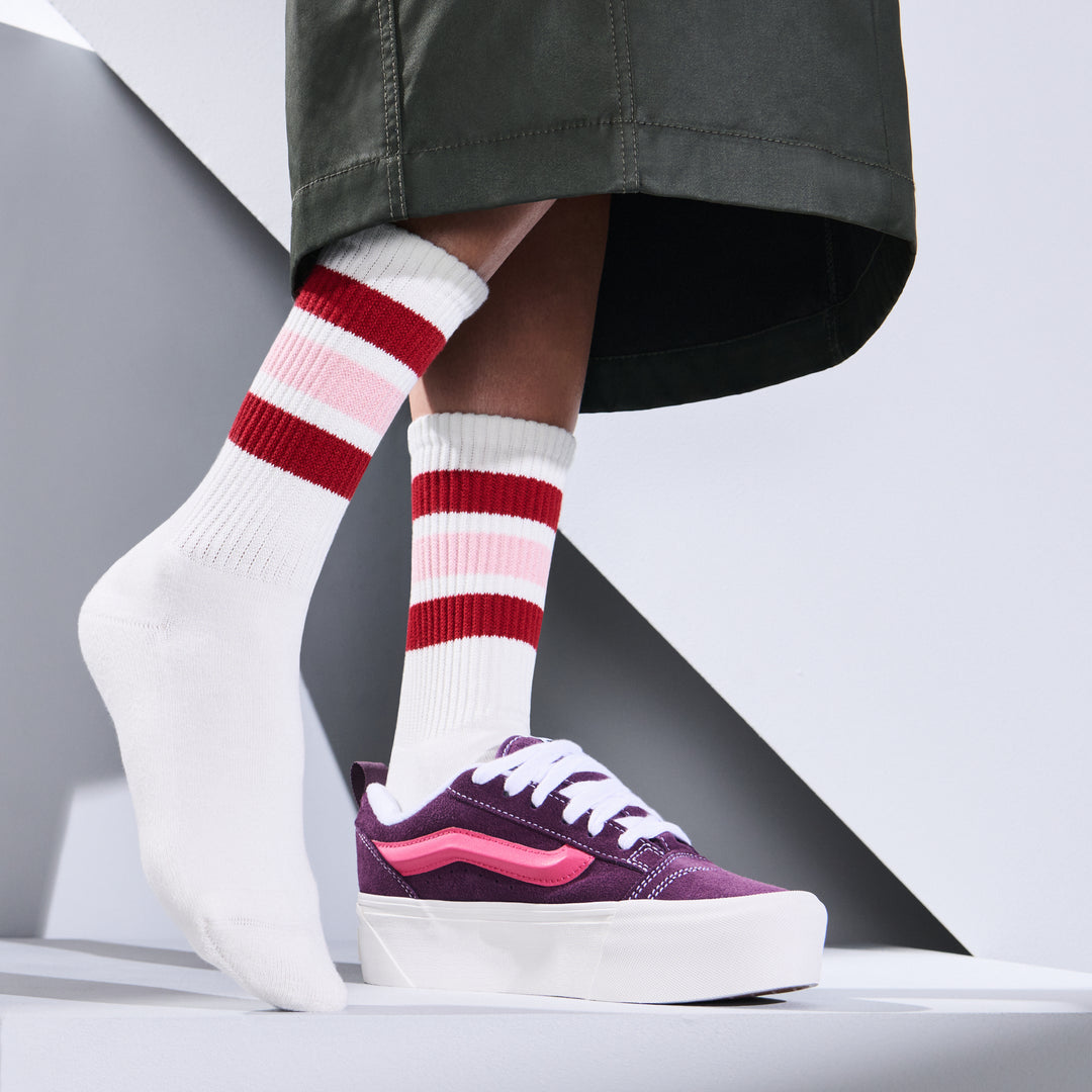 Sandwich-Stripes Cotton Pile Crew Socks (WOMEN)