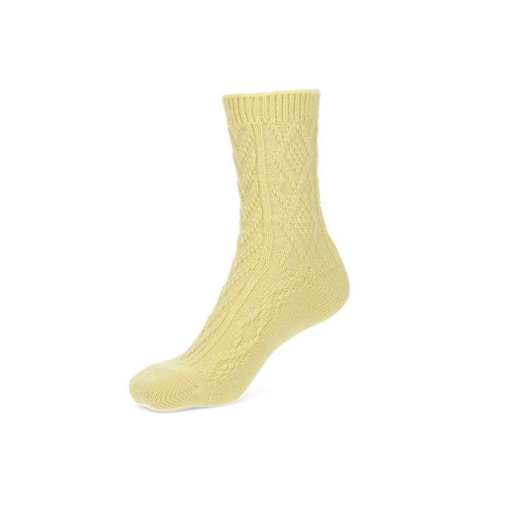 Cable Merino Crew Socks - LightYellow