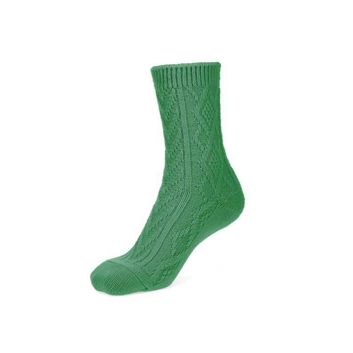 Cable Merino Crew Socks - Green