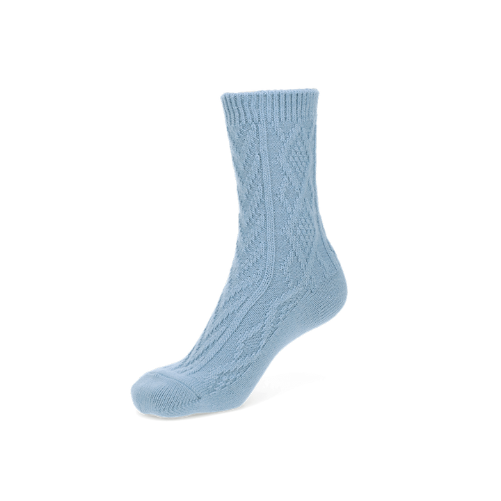 Cable Merino Crew Socks - LightBlue