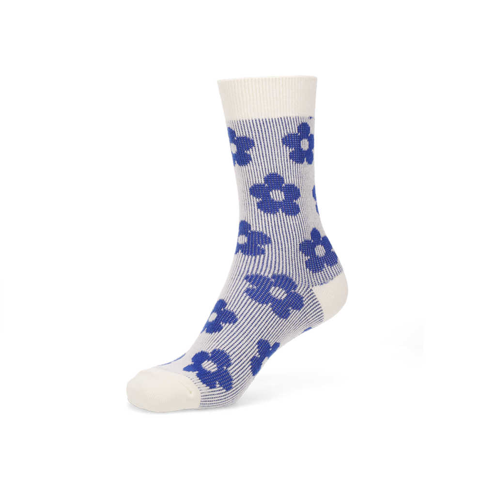 Daisy Cotton Crew Socks - White (WOMEN)