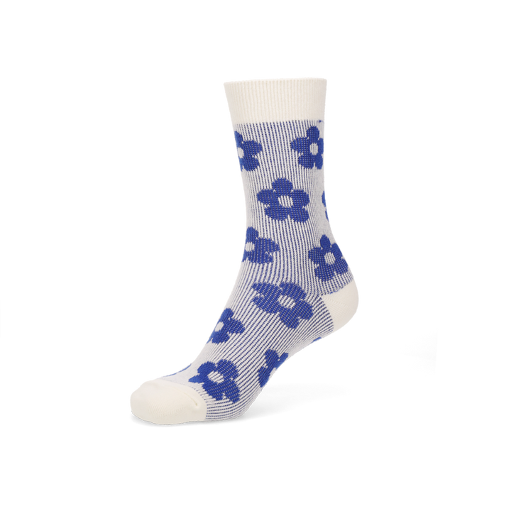 Daisy Cotton Crew Socks - White (WOMEN)