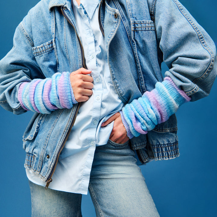 Fuzzy Ombre Stripe Leg Warmers - LightBlue (WOMEN)