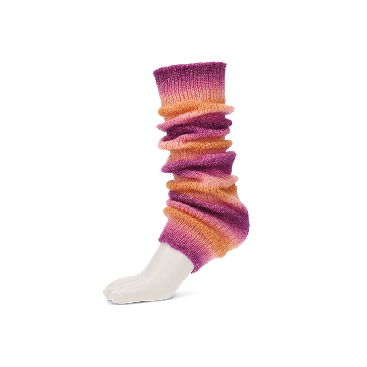 Fuzzy Ombre Stripe Leg Warmers - Raspberry (WOMEN)