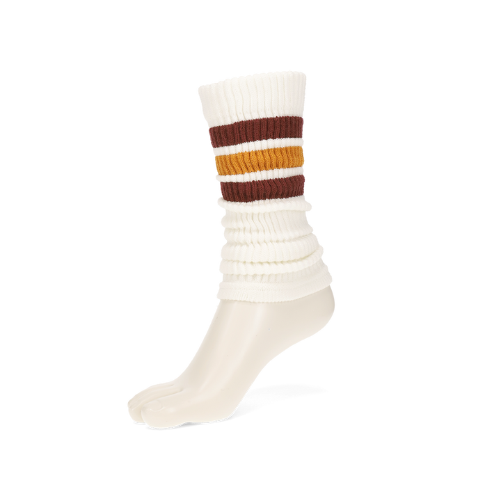 Sandwich-Stripes Cotton Leg Warmers - DarkBrown (WOMEN)