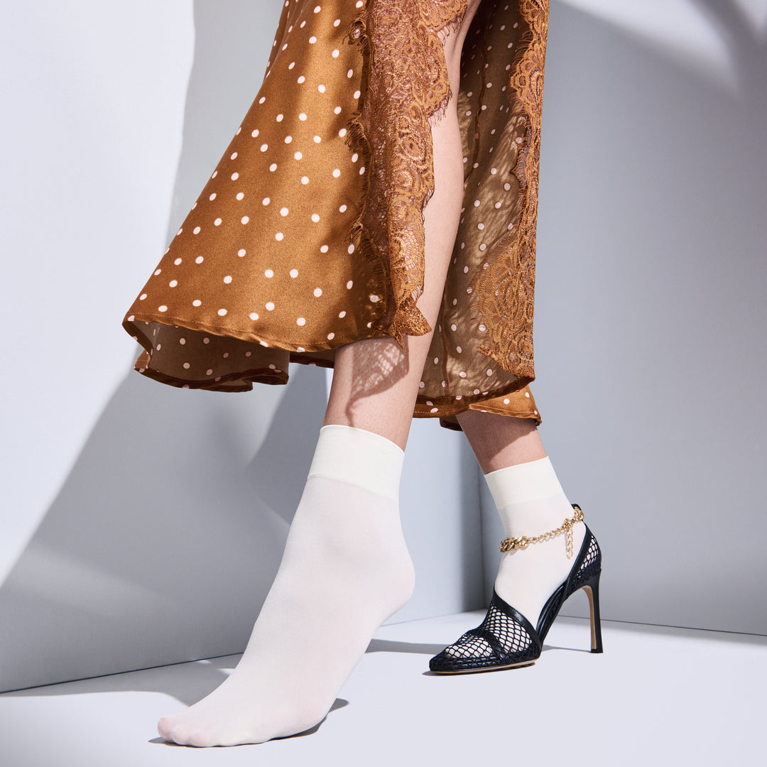 40-denier Short Crew Socks - Ivory