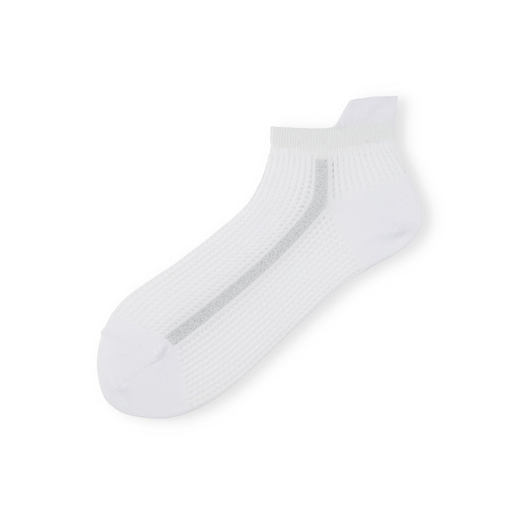 Glitter Line Cotton Mesh Sneaker Socks - White (WOMEN)