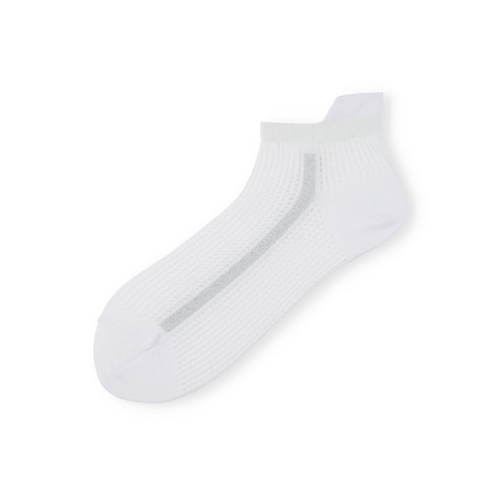 Glitter Line Cotton Mesh Sneaker Socks - White (WOMEN)