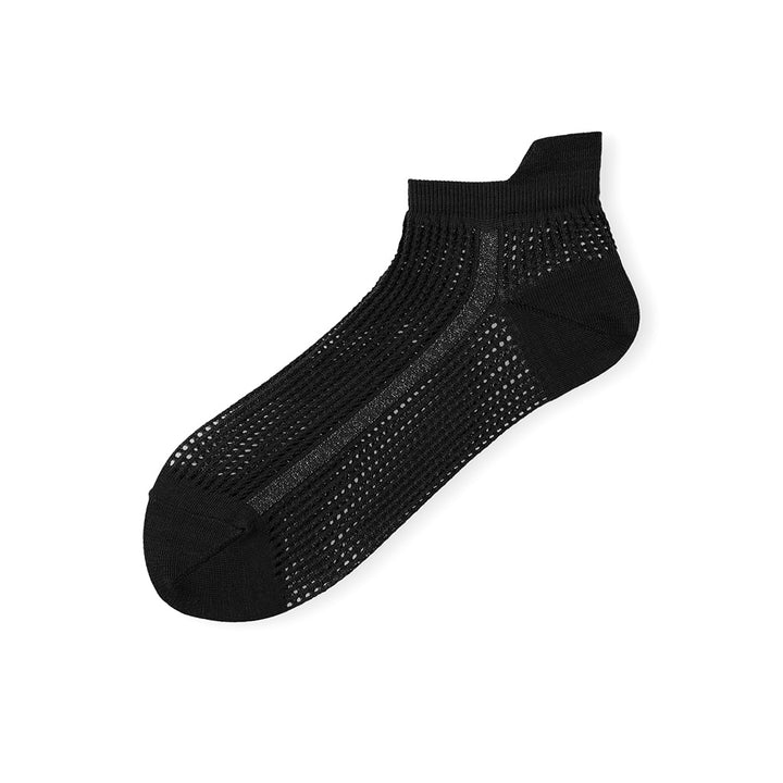 Glitter Line Cotton Mesh Sneaker Socks - Black (WOMEN)