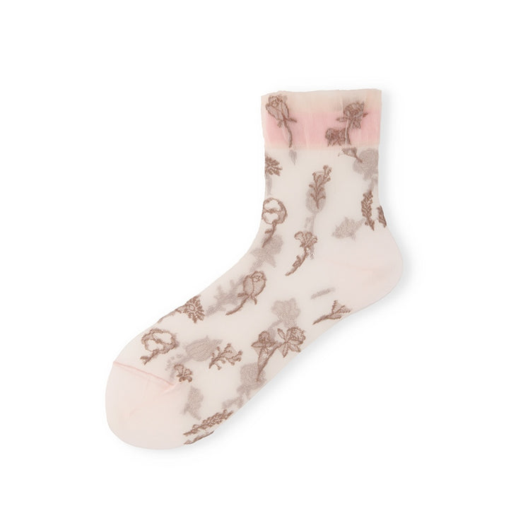 Floral Monotone  Short Crew Socks