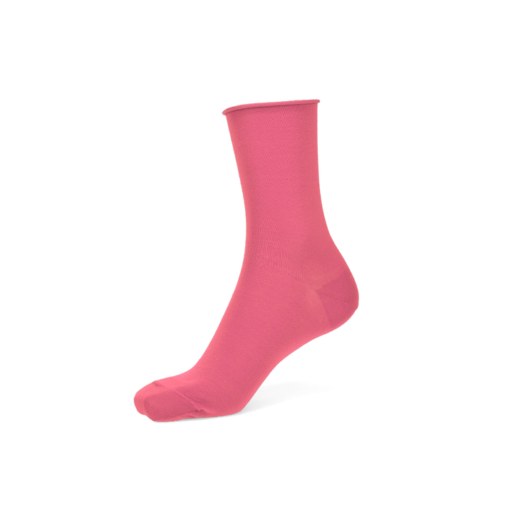 Premium Silky Cotton Plain Crew Socks - HotPink (WOMEN)