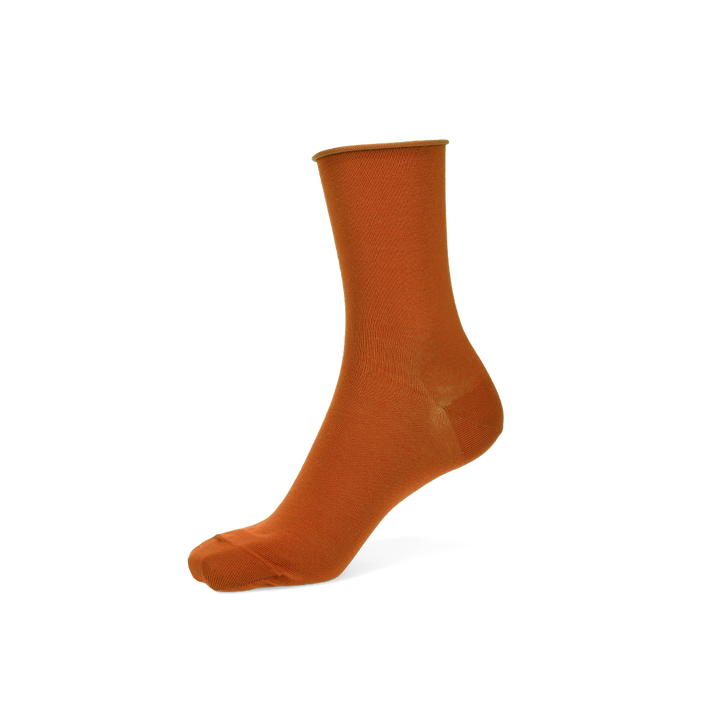 Premium Silky Cotton Plain Crew Socks - Brown (WOMEN)