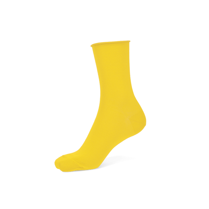 Premium Silky Cotton Plain Crew Socks - Yellow (WOMEN)