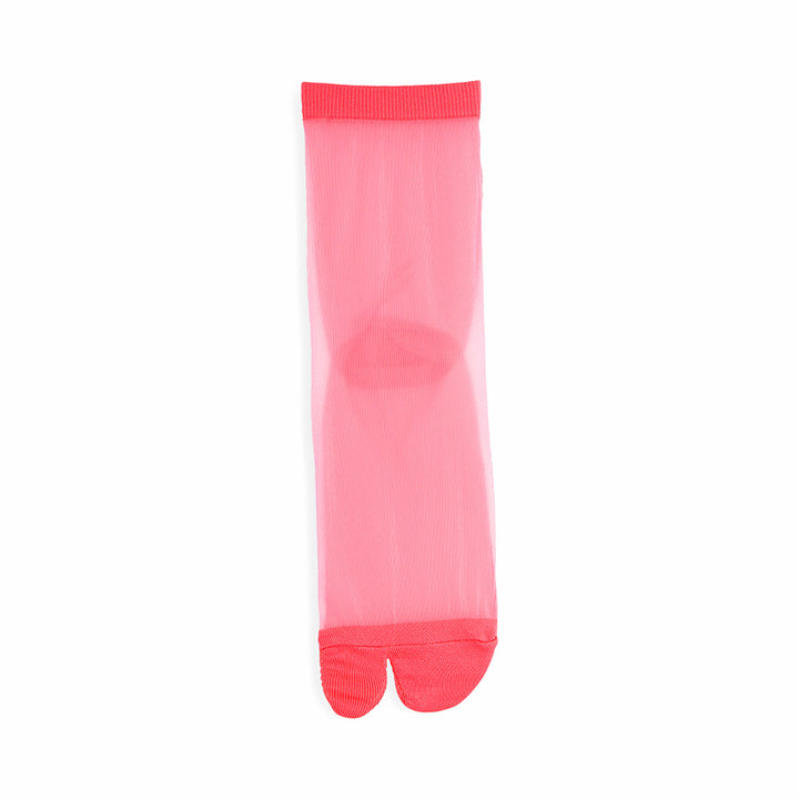 Two-Tone Tabi Crew Socks - HotPink