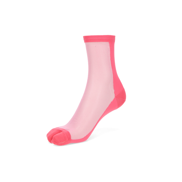 Two-Tone Tabi Crew Socks - HotPink