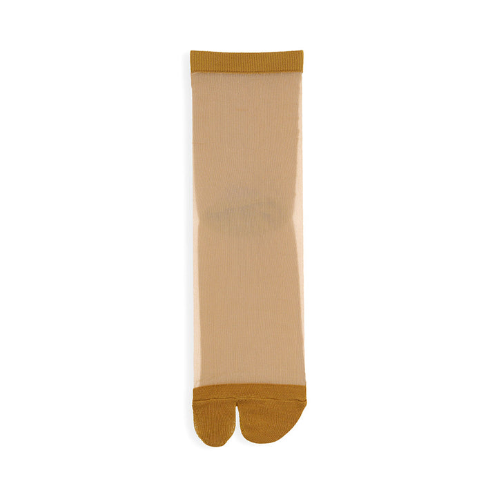 Two-Tone Tabi Crew Socks - YellowBrown