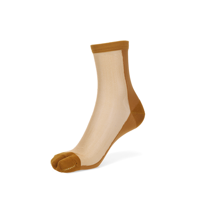 Two-Tone Tabi Crew Socks - YellowBrown
