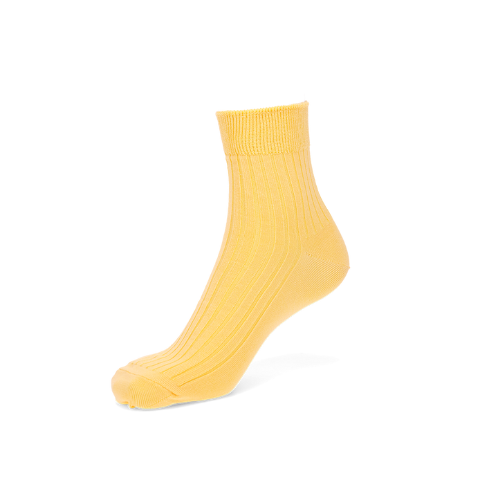 Premium Silky Cotton Short Crew Socks - Yellow