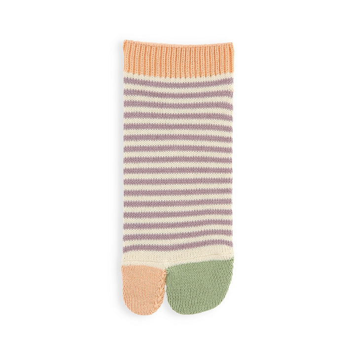 Striped Cotton Tabi Sneaker Socks - Lavender (WOMEN)