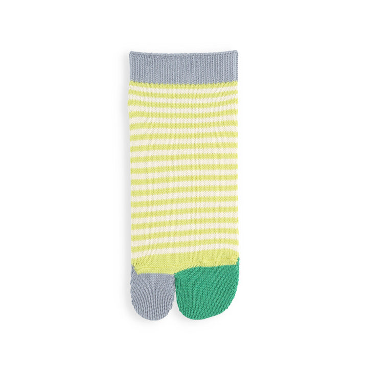 Striped Cotton Tabi Sneaker Socks - YellowGreen (WOMEN)