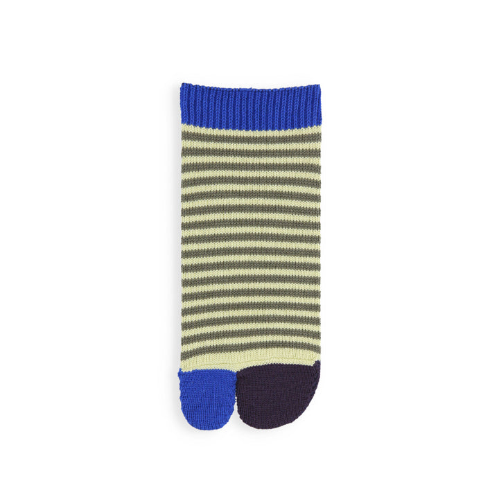 Striped Cotton Tabi Sneaker Socks - Grey  (WOMEN)