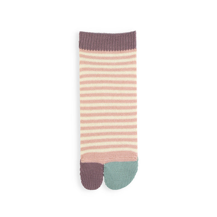 Striped Cotton Tabi Sneaker Socks - DullPink (WOMEN)