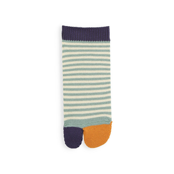 Striped Cotton Tabi Sneaker Socks - LightGreen (WOMEN)