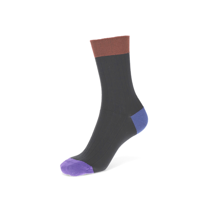 Quattro Colored Cotton Crew Socks - Black