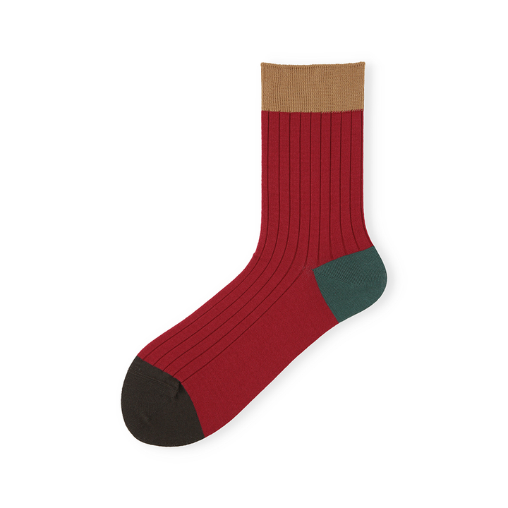 Quattro Colored Cotton Crew Socks - DarkRed