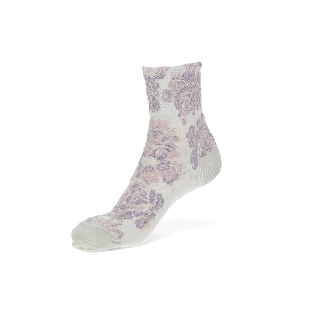 Float Fleur Silky Cotton Crew Socks - LightGrey (WOMEN)