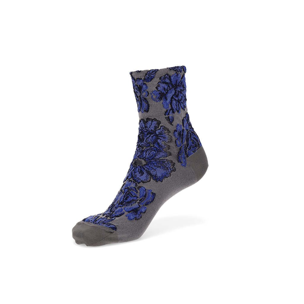 Float Fleur Silky Cotton Crew Socks - Grey (WOMEN)