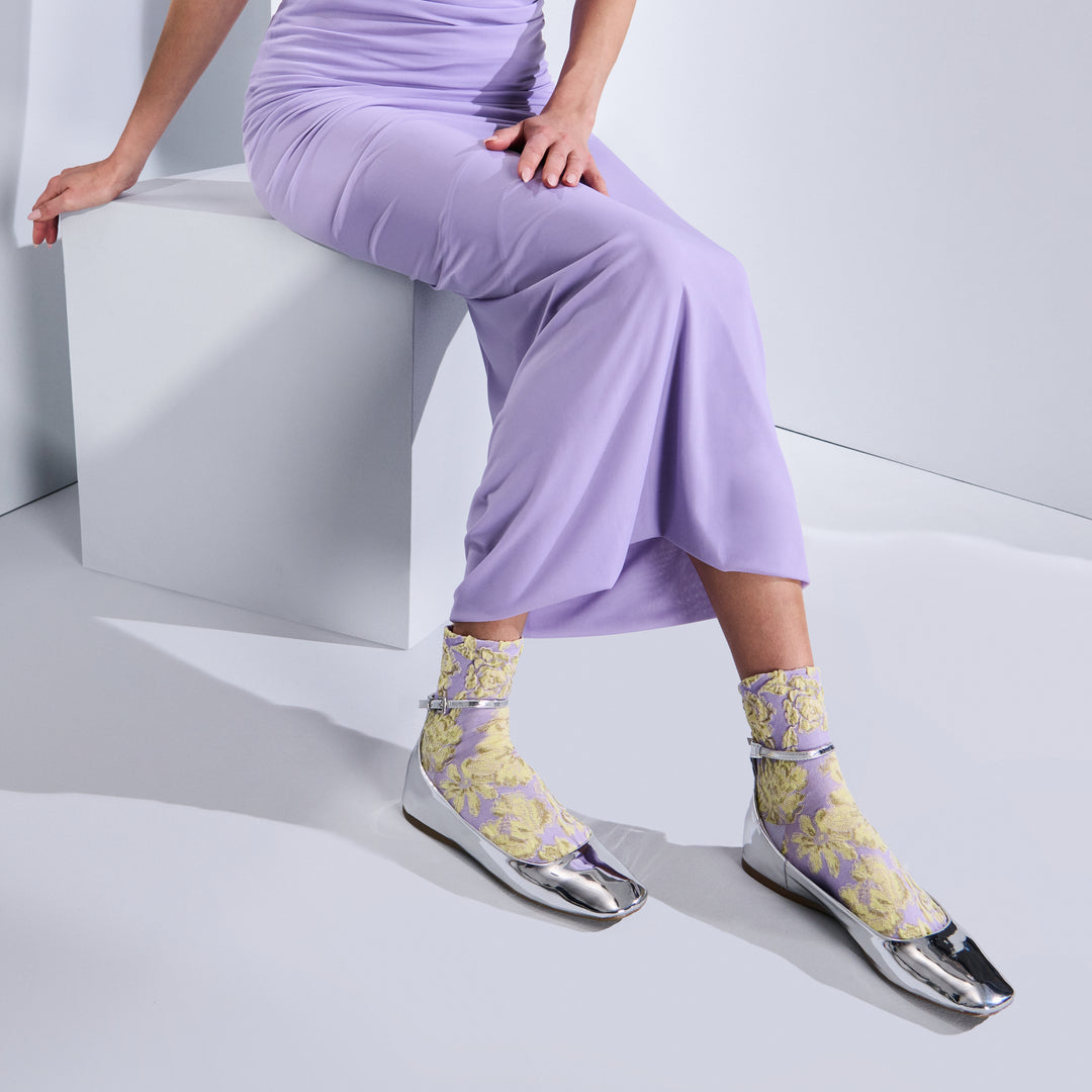 Float Fleur Silky Cotton Crew Socks (WOMEN)