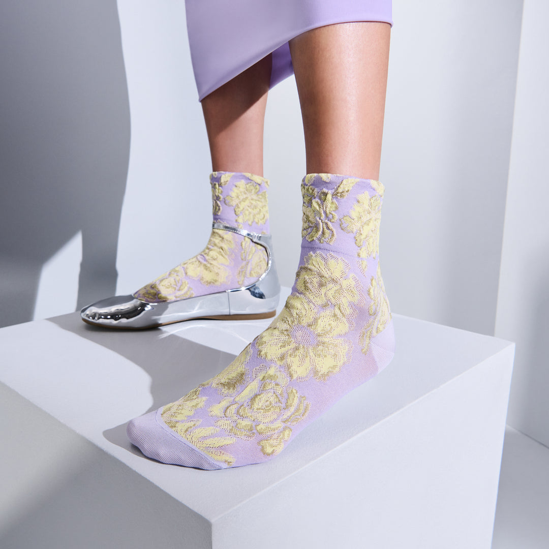 Float Fleur Silky Cotton Crew Socks (WOMEN)