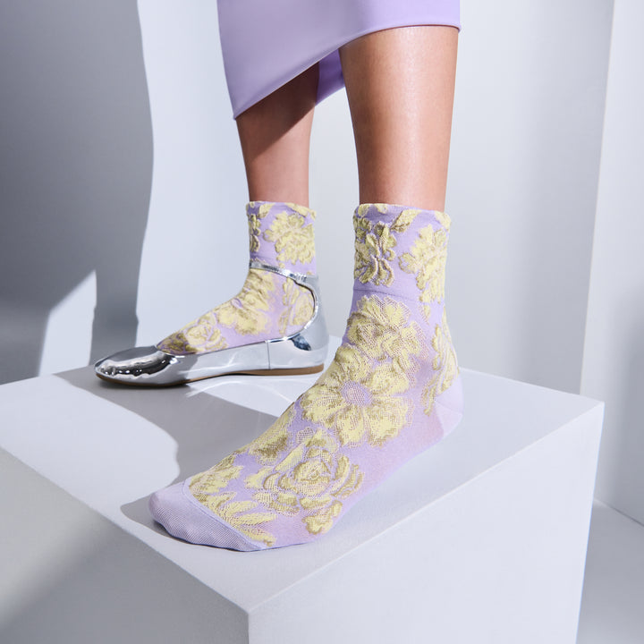Float Fleur Silky Cotton Crew Socks (WOMEN)